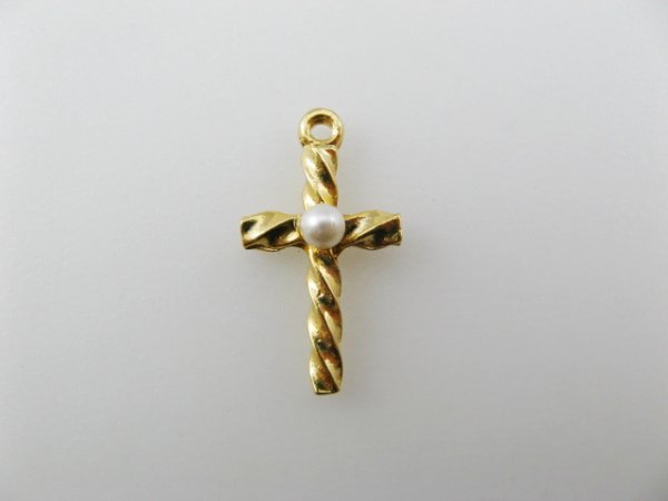 画像1: Goldplated Pearl in Twist Cross (1)