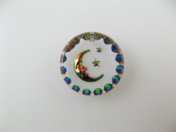 画像1: Vintage Glass Intaglio "Moon star" Round Pendant (1)