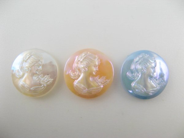 画像1: Vintage Plastic Round AB Cameo (右) (1)