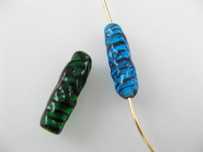 画像2: Vintage Glass Swirl Tube Beads 2本入り