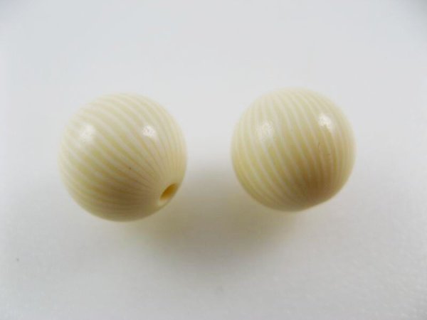 画像1: Vintage Ivory/Cream Striped Ball Beads 11.5mm (1)