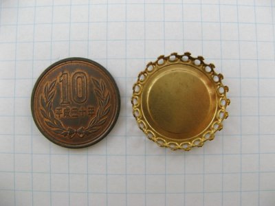 画像1: Brass Crown Round Setting 22mm