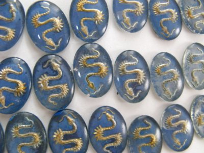 画像3: Vintage Glass ”DRAGON” Intaglio Cabochon【18x13】