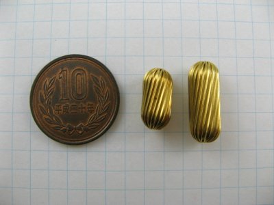 画像1: Vintage Corrugated Brass Beads 2個いり