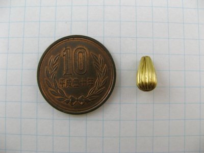 画像1: Brass Corrugated Mini Drop Beads 2個いり