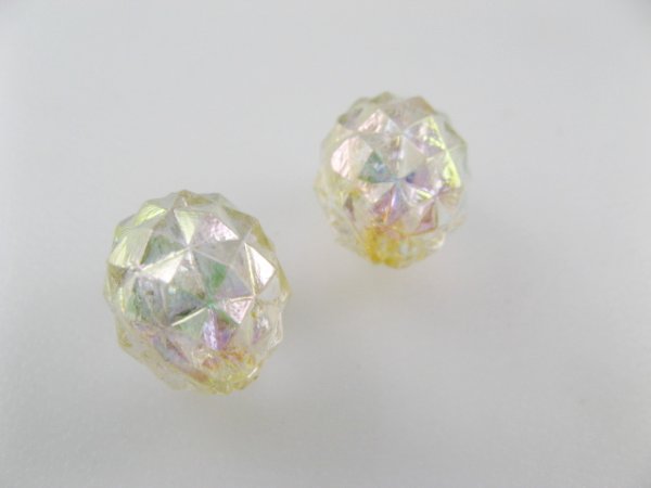 画像1: Vintage Plastic AB Prism-cut Beads 2個入り (1)