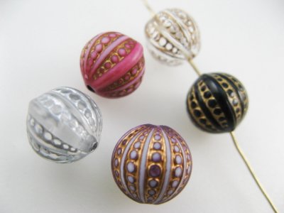 画像2: Plastic Round Fluted Dot Beads 2個いり