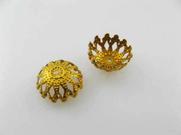 画像1: Brass Flower Beads Cap (D) 4個いり (1)