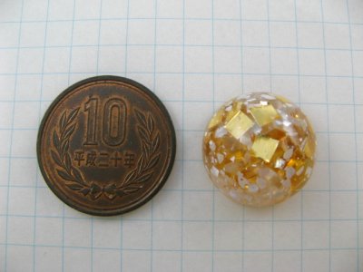 画像1: Vintage Plastic GoldxPearl Confetti Cabochon