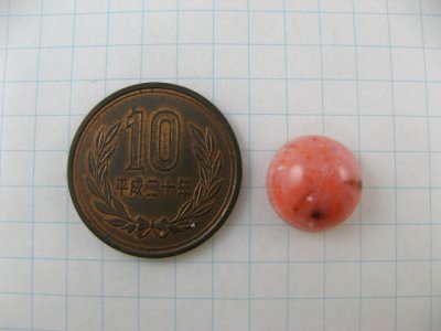 画像1: Vintage Plastic Coral Stone Cabochon 2個入り