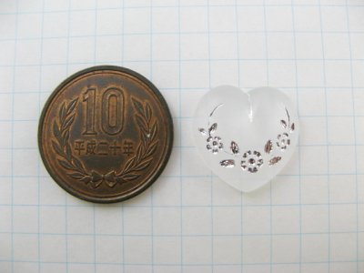 画像1: Vintage Plastic Frost Heart+Flower Cabochon