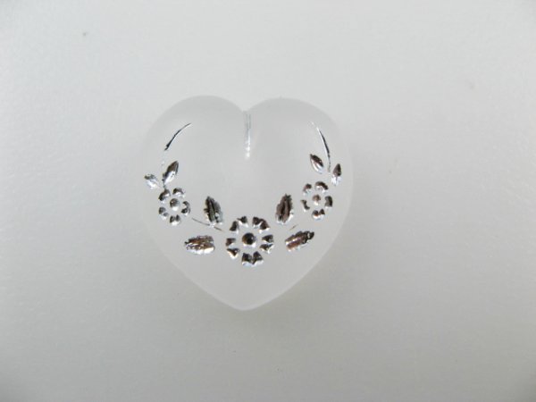 画像1: Vintage Plastic Frost Heart+Flower Cabochon (1)