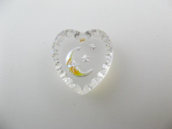 画像1: Vintage Glass Intaglio "Moon star" Heart Pendant (1)