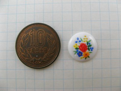 画像1: Vintage Porcelain Floral Cabochons 15mm