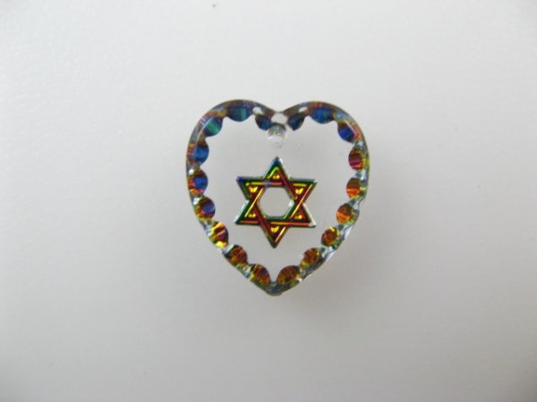 画像1: "Star of David "Heart Glass Intaglio Pendant (L) (1)