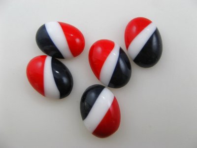 画像2: Vintage Diagonal Tri-Color Glass Cabochon【25x18】