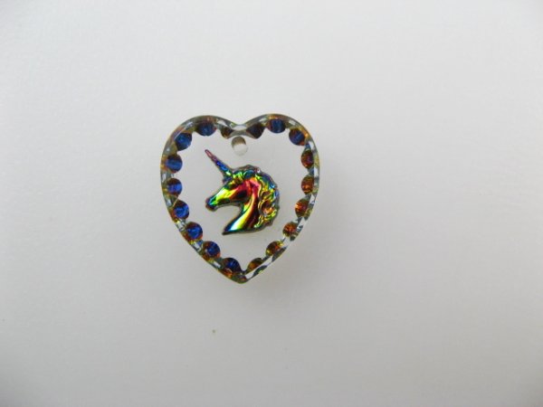 画像1: Unicorn Heart Glass Intaglio Pendant(L) (1)