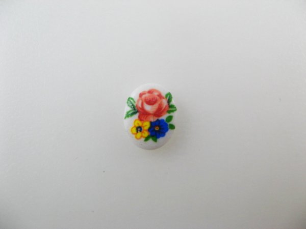 画像1: Vintage Porcelain Floral Cabochon 10x8mm 【B】 (1)