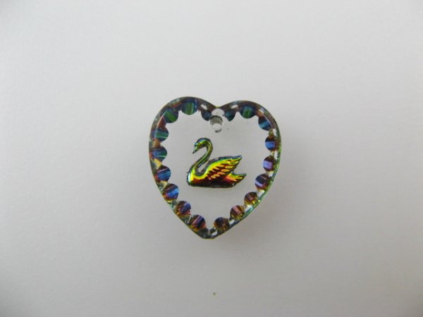 画像1: Swan Heart Glass Intaglio Pendant (1)