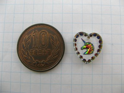 画像1: Unicorn Heart Glass Intaglio Pendant(L)