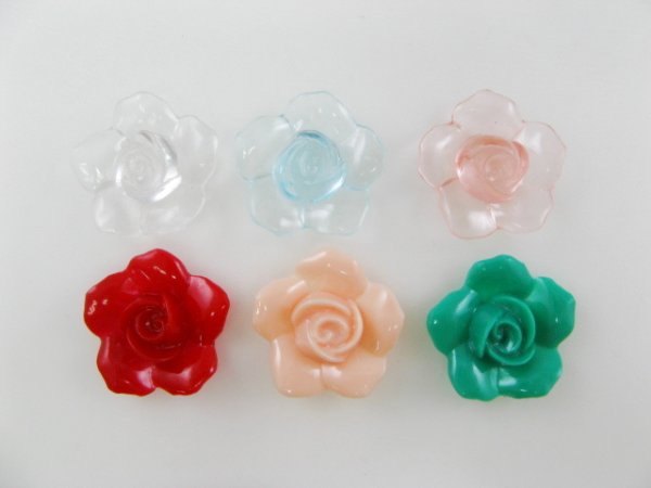 画像1: Vintage Acrylic Clear Rose Flower Cabochon (1)