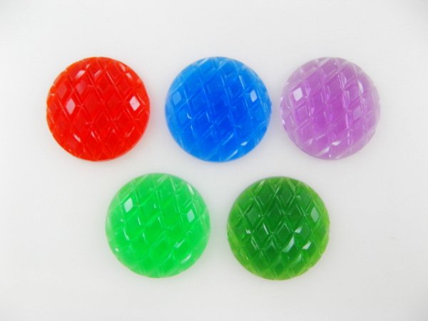 画像1: Vintage Acrylic Round Dia-grid Cabochon (1)