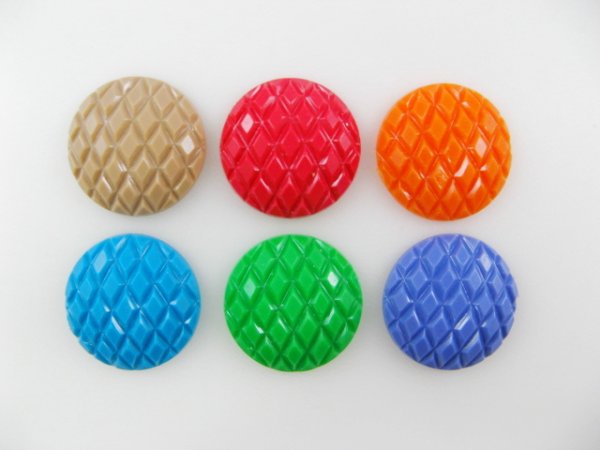 画像1: Vintage Acrylic Round Dia-grid Cabochon (1)