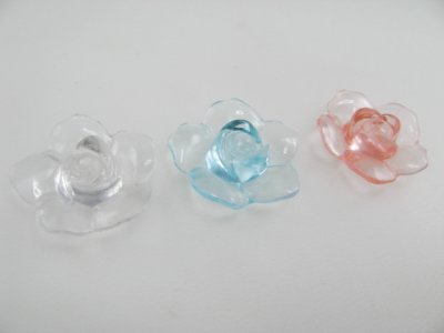 画像2: Vintage Acrylic Clear Rose Flower Cabochon