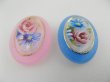 画像2: Vintage Plastic Pastel Flower Oval Cabochon (2)