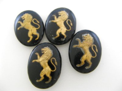 画像3: BLACK Lion Glass Intaglio Cabochon【18x13】