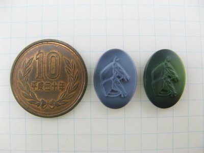 画像1: Vintage Marble Glass Embossed Cabochon【Horse】