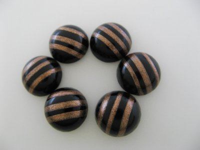 画像2: Vintage Glass GoldxBlack Cabochon 13mm