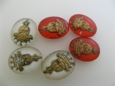 画像3: Vintage Glass Intaglio Buddha Cabochon