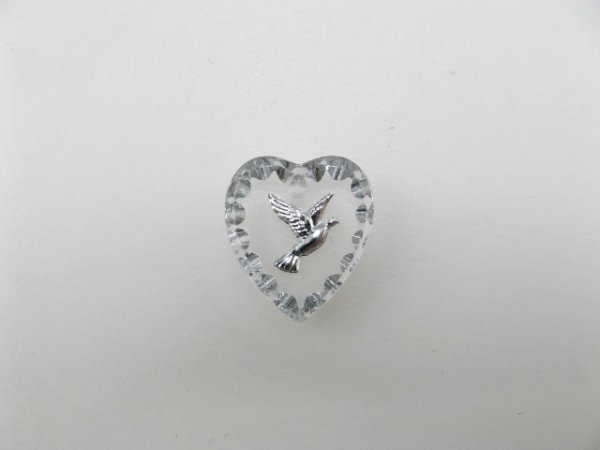 画像1: Tiny Dove Heart Glass Intaglio Pendant【SV】 (1)