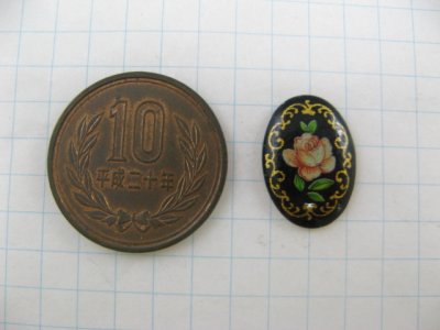 画像1: Vintage Glass BK Rose Cabochon