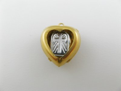画像3: Brass+Cross Heart Glass Intaglio Pendant 