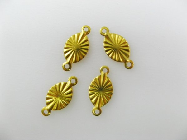 画像1: Brass Plate Oval-Connector 4個入り (1)