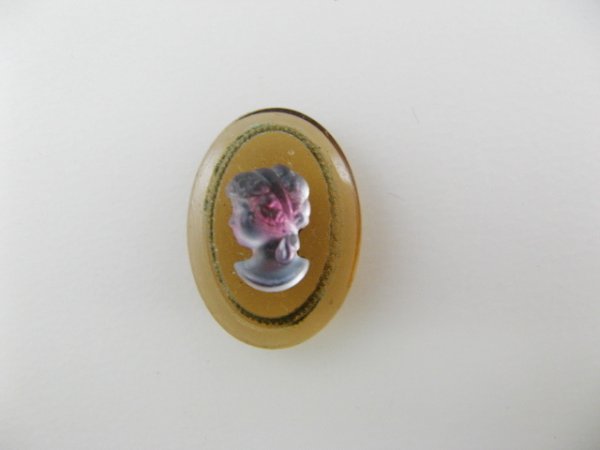 画像1: Vintage Glass Topaz Cameo Cabochon 18x13mm (1)