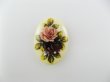 画像1: Vintage Plastic Ivory Flower Oval Cabochon 25x18mm (1)