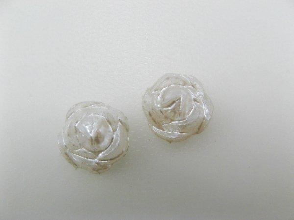画像1: Vintage Plastic Pearlized Rose Cabochon 2個入り (1)